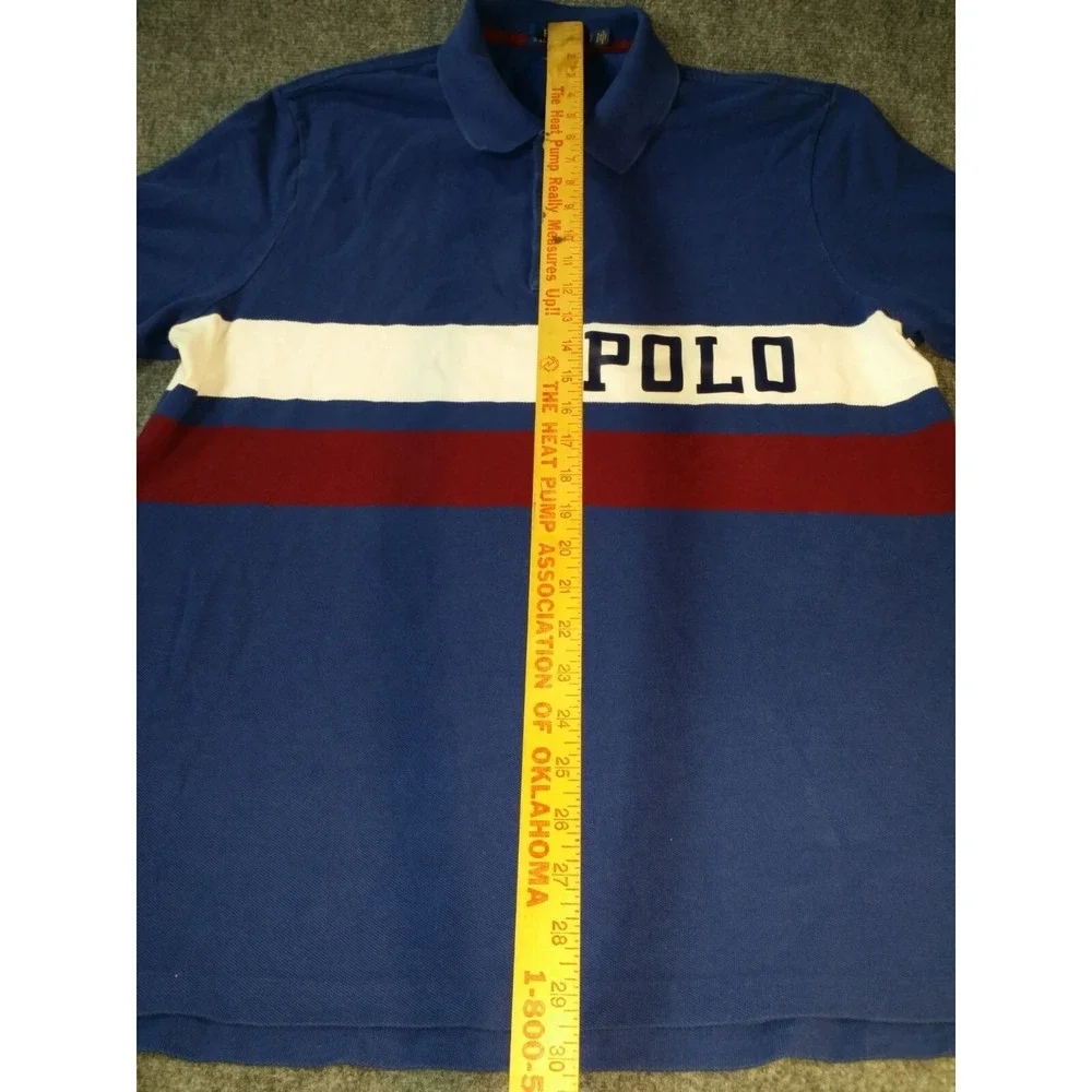 Polo Ralph Lauren Classic Fit Polo Mens L Colorblock Red White Blue Preppy Shirt